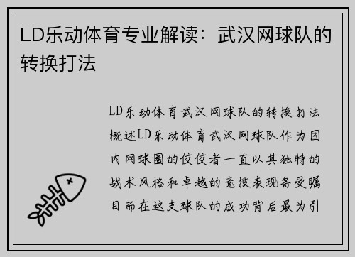 LD乐动体育专业解读：武汉网球队的转换打法