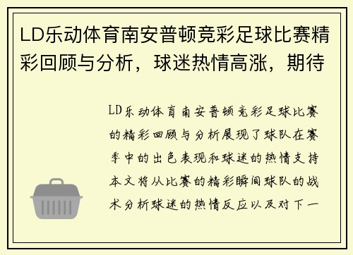 LD乐动体育南安普顿竞彩足球比赛精彩回顾与分析，球迷热情高涨，期待下一场对决